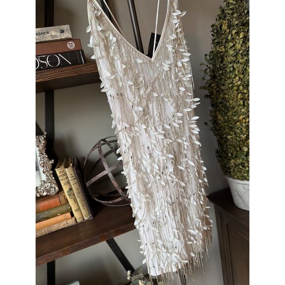 retrofete Haven Embellished Mini Dress White/Silver Womens Size Medium - Picture 7 of 16